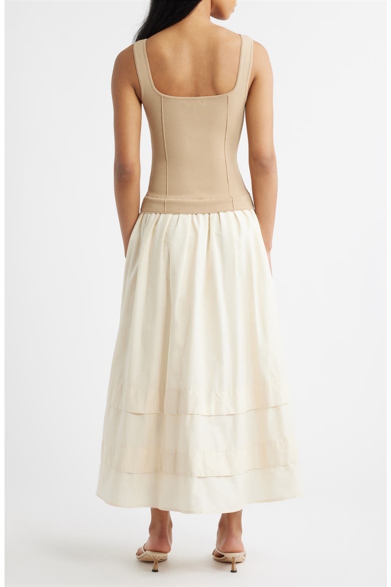 Mixed Media Midi Dress, Alternate, color, KHAKI