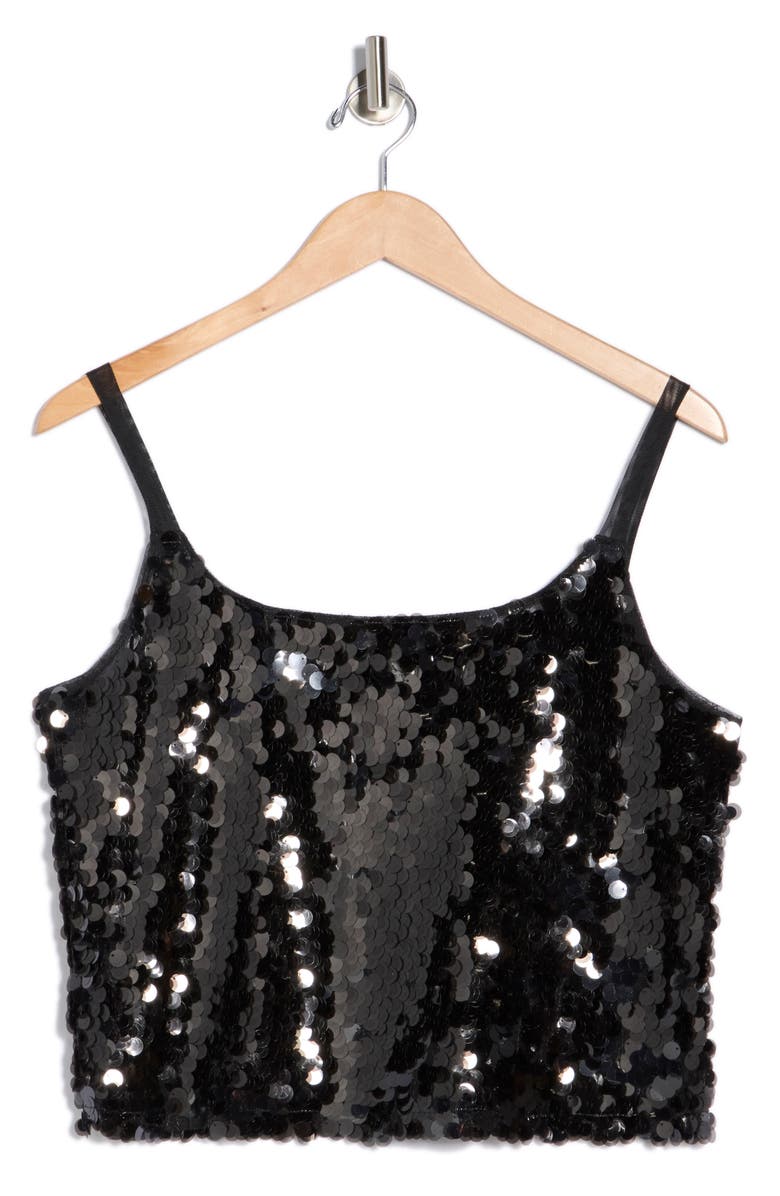 WAYF Sequin Crop Camisole, Alternate, color, Black