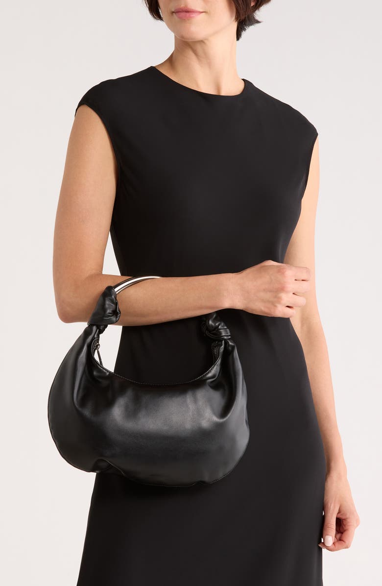 BCBG Knotted Top Handle Bag, Alternate, color, Black