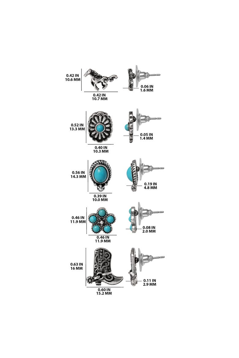 Western Turquoise Earring Set, Alternate, color, Silver