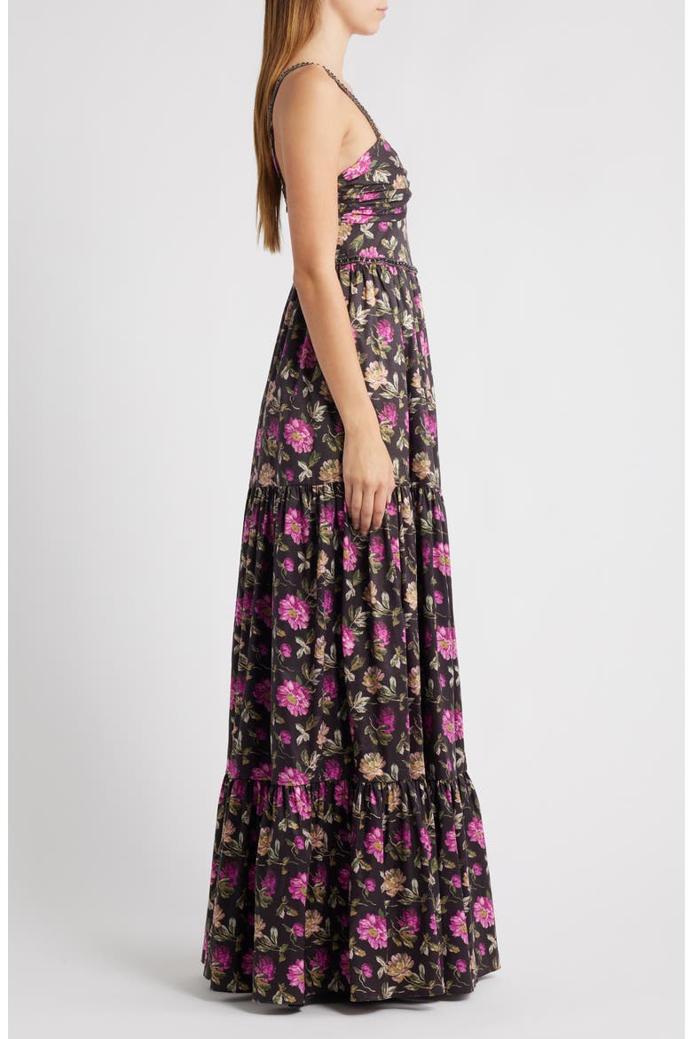 Tessa Floral Evening Gown, Alternate, color, BLACK MULTI