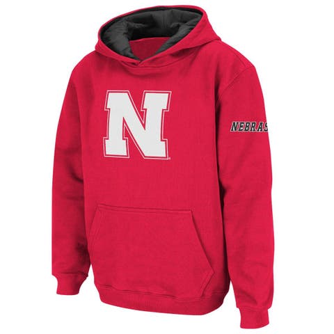 Youth Stadium Athletic Scarlet Nebraska Huskers Big Logo Pullover Hoodie