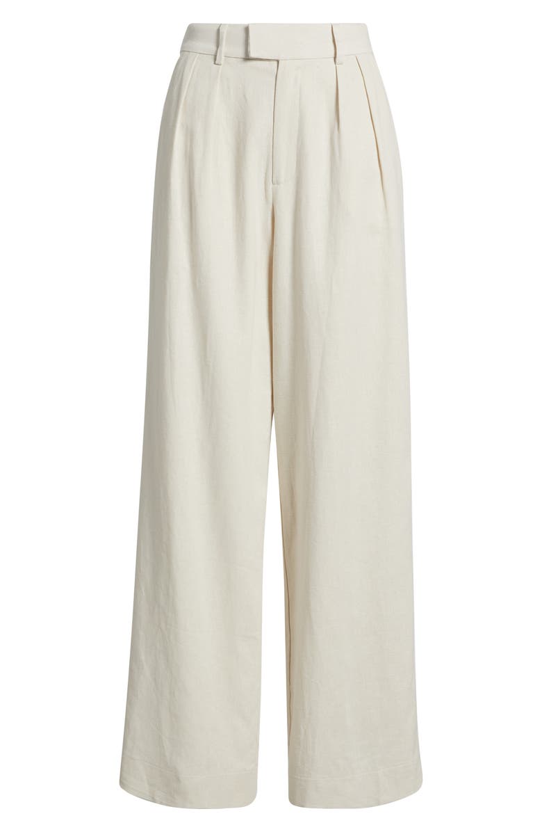 WAYF Naomi Linen Blend Straight Leg Pants, Alternate, color, Porcelain