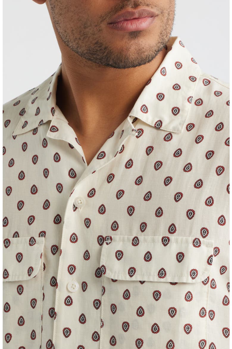 Short Sleeve Lyocell & Linen Button-Up Shirt, Alternate, color, FOULARD