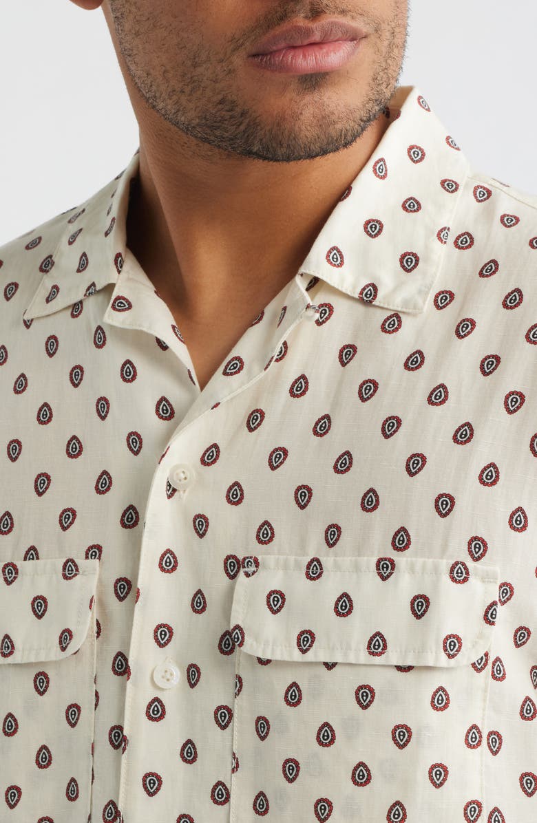 Madewell Short Sleeve Lyocell & Linen Button-Up Shirt, Alternate, color, Foulard