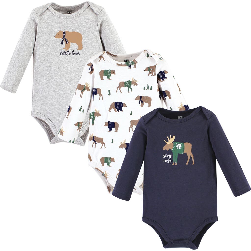 Hudson Baby Cotton Long-sleeve Bodysuits 3-pack In Multi