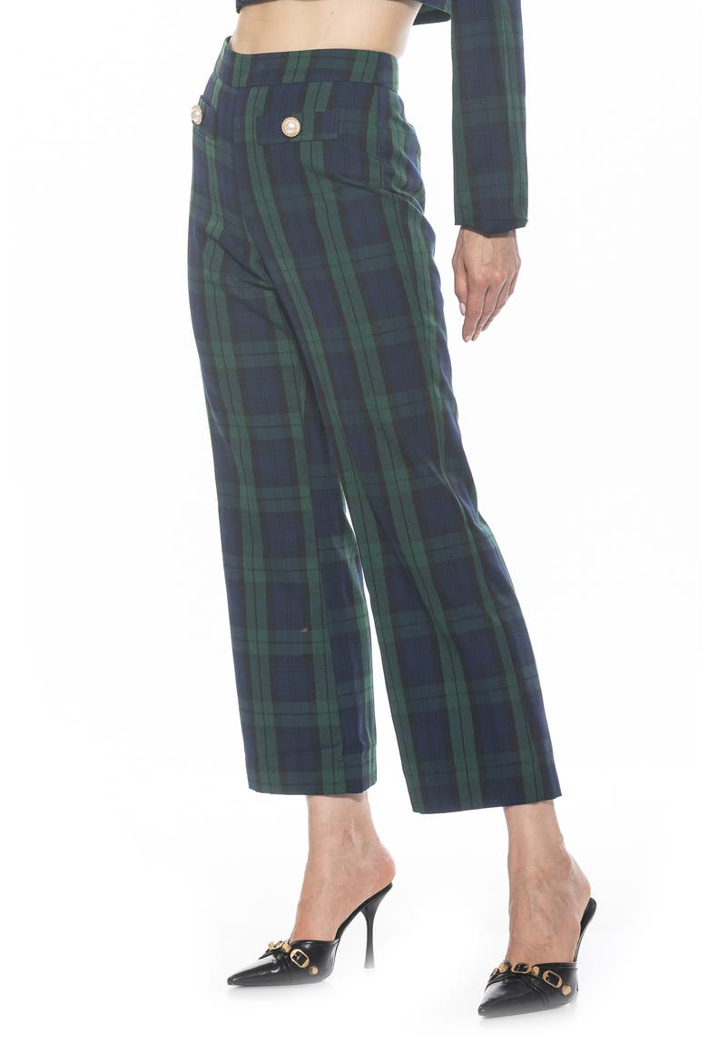 Jayden Plaid Wide Leg Pants, Alternate, color, GREEN PLAID