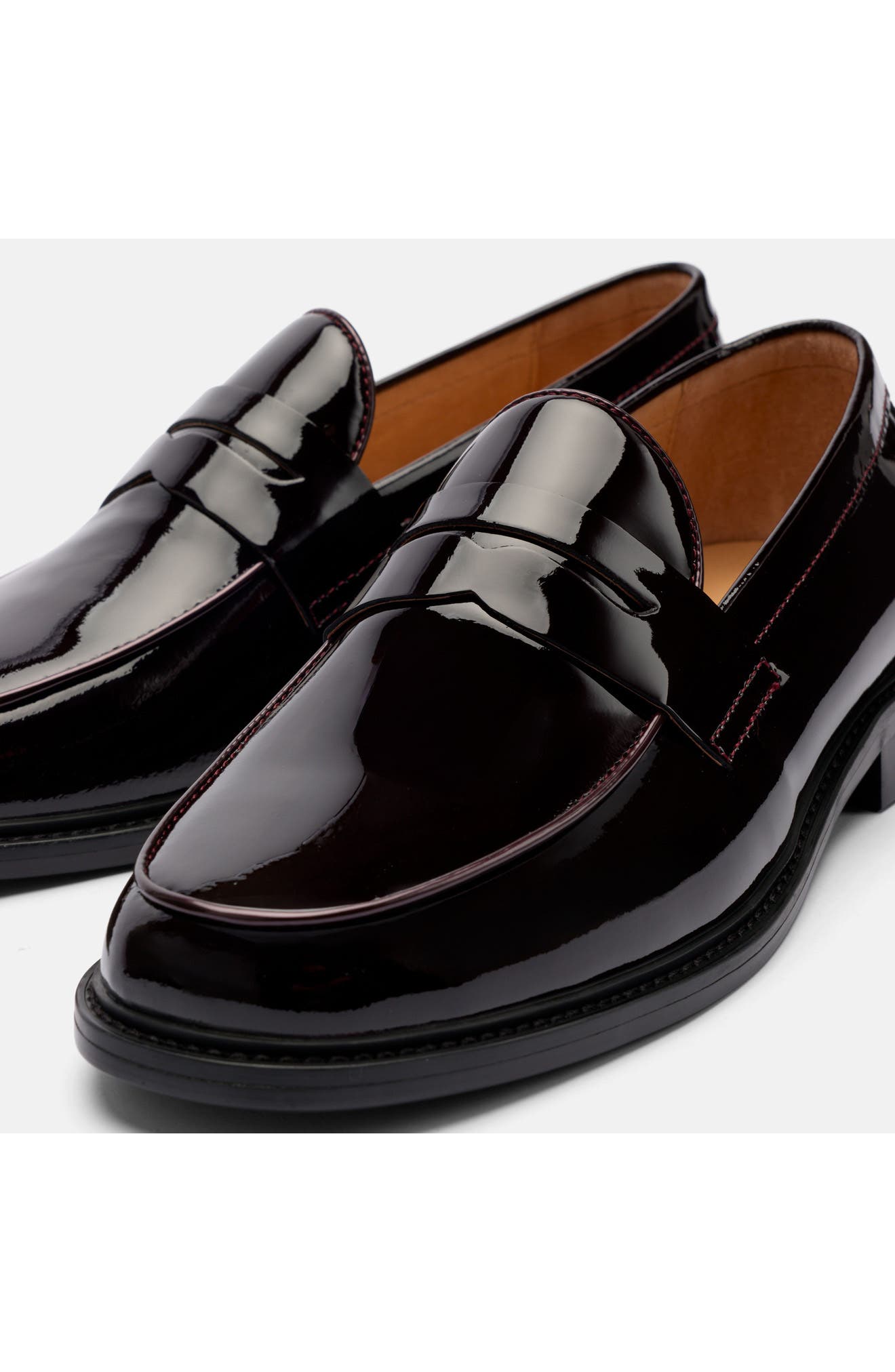 Calum Leather Penny Loafer, Alternate, color, BURGUNDY PATENT