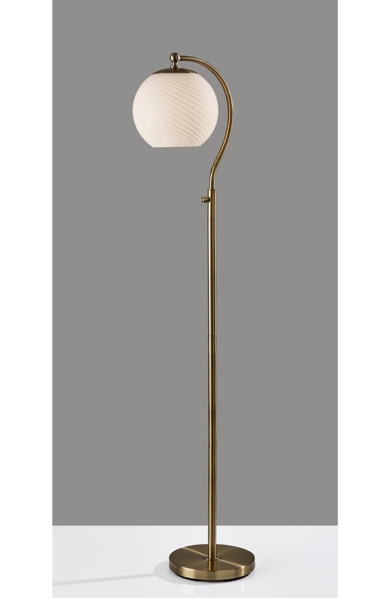 ADESSO LIGHTING Swirl Antiqued Brass Floor Lamp, Alternate, color, Antique Brass