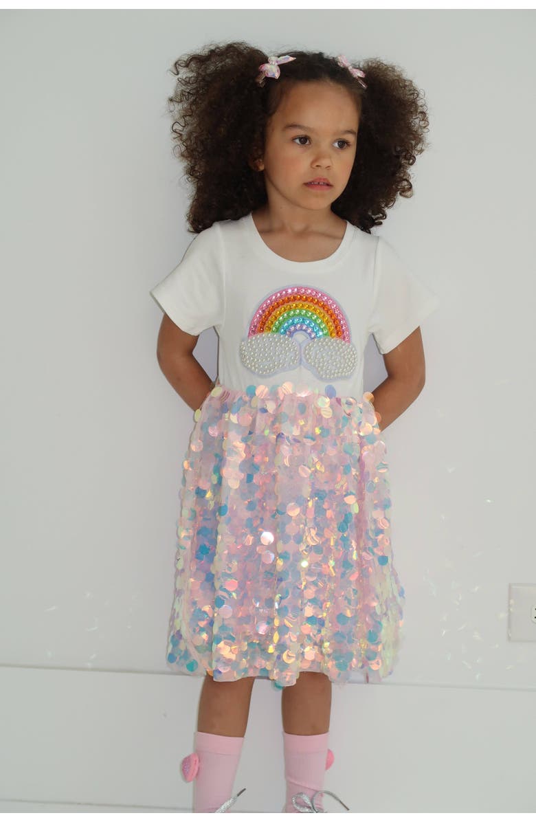 Lola + The Boys Paillette Rainbow Magic Dress, Alternate, color,