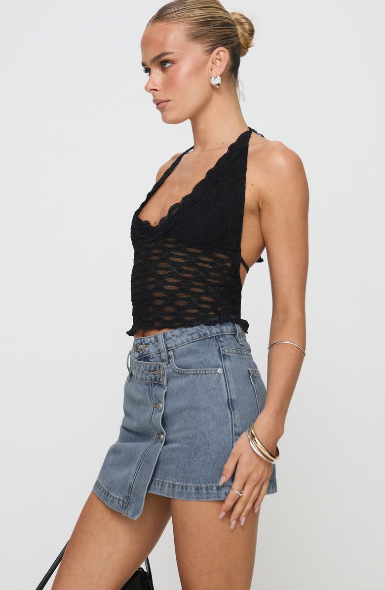 Princess Polly Denis Asymmetric Denim Skirt, Alternate, color, 