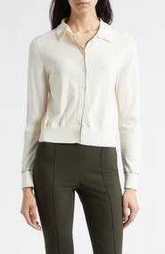 Vince Cotton & Cashmere Blend Tipped Cardigan