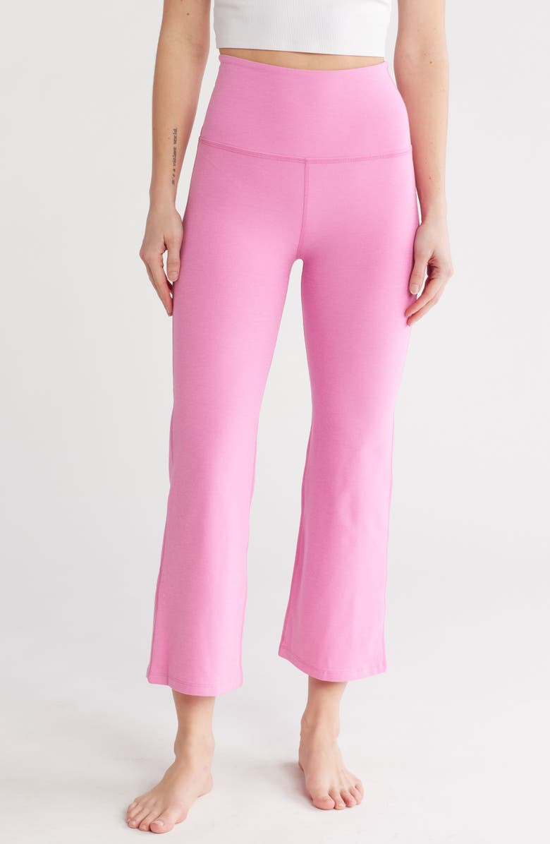 Beyond Yoga Space Dye High Waist Retro Crop Flare Pants, Main, color, Pink Bloom Heather