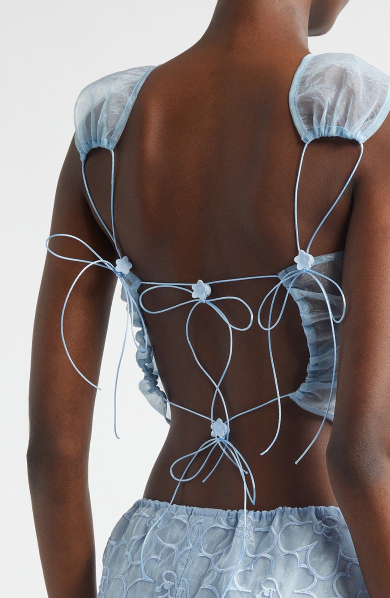 Cecilie Bahnsen Katie Sheer Liquid Myrtia Top, Alternate, color, Light Blue Liquid Myrtia