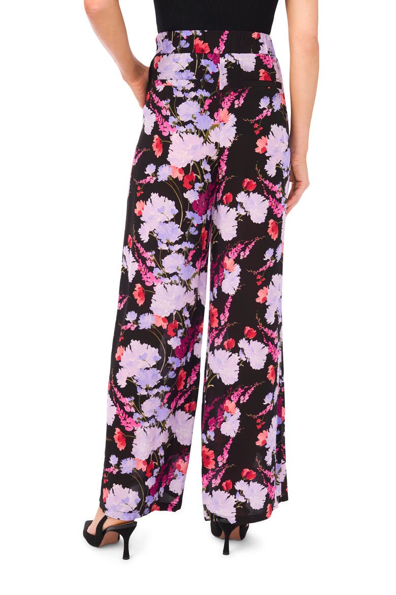 Maya Floral Wide Leg Pants, Alternate, color, RICH BLACK