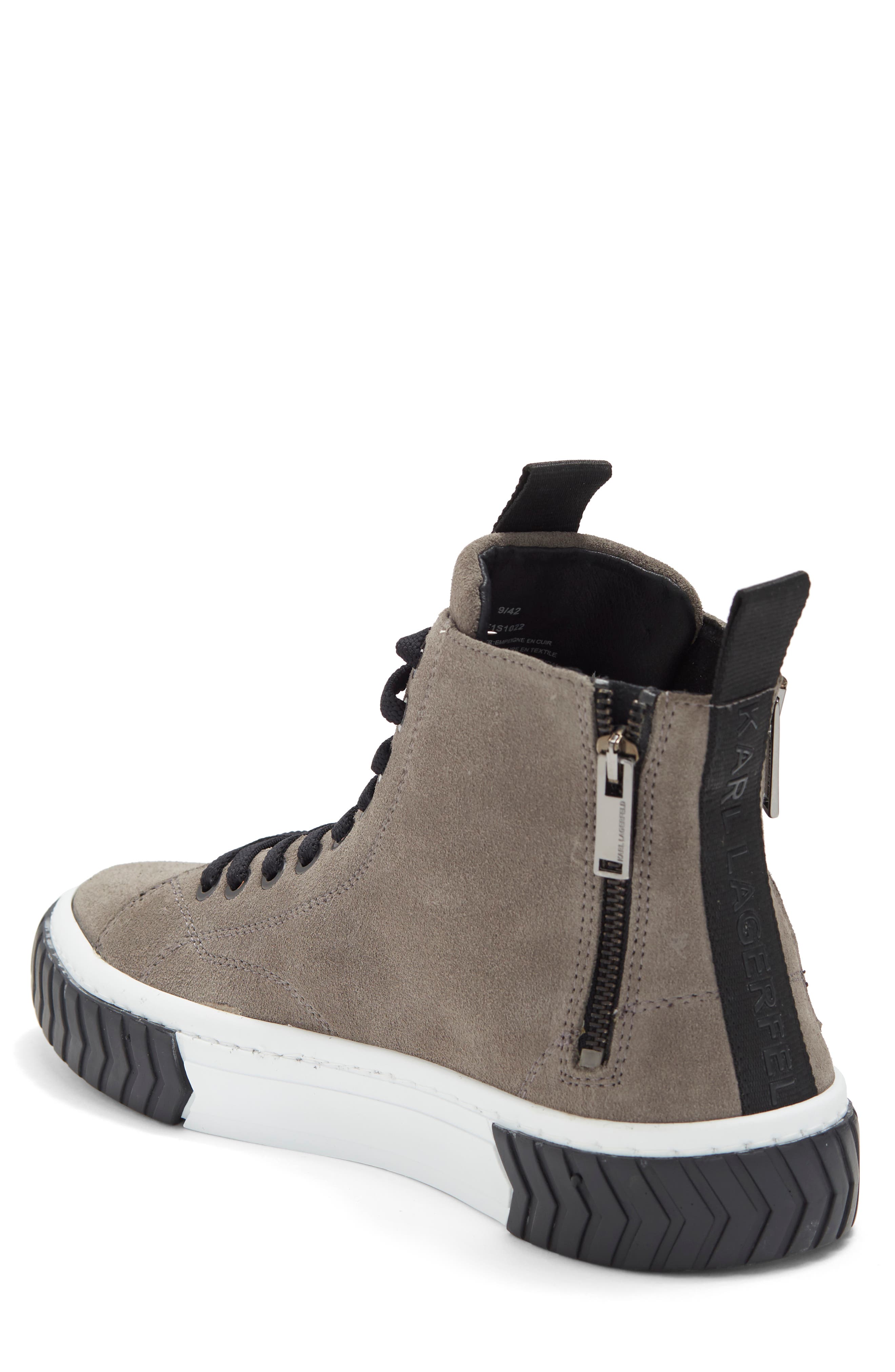 KARL LAGERFELD PARIS Leather High Top Sneaker, Alternate, color, Grey