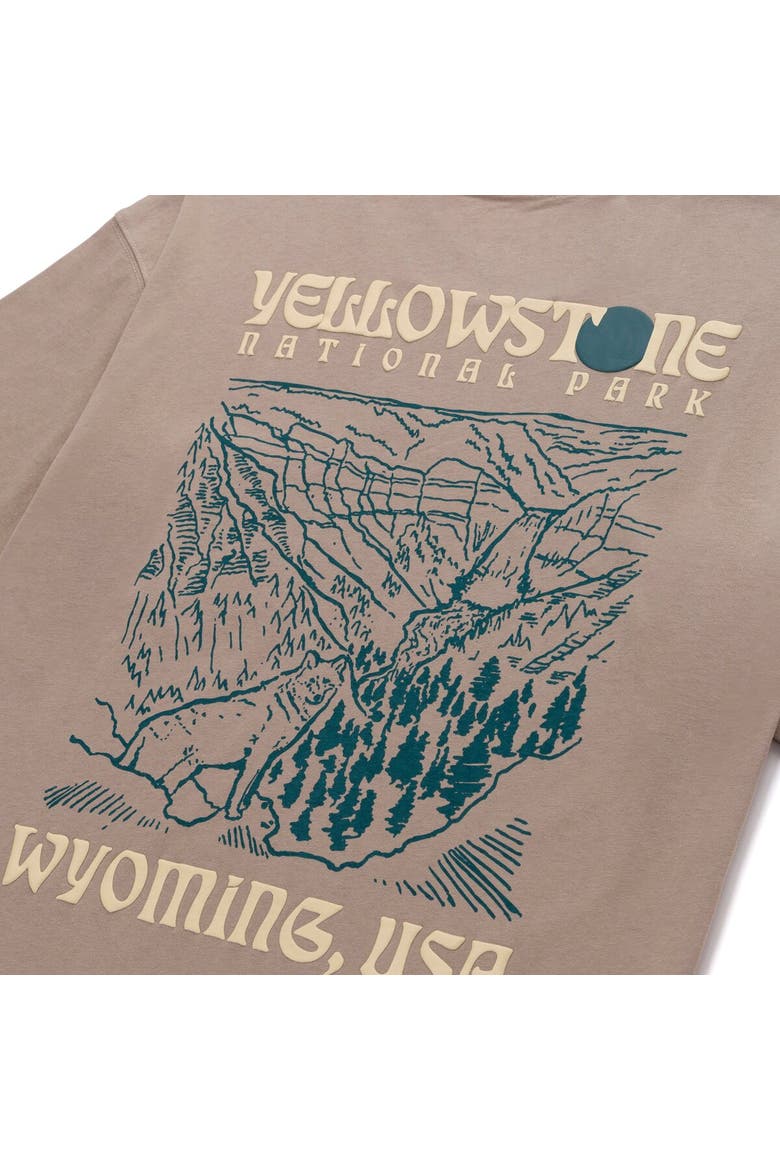 Yellowstone Puff Print Pocket T-Shirt, Alternate, color, Mushroom Grey