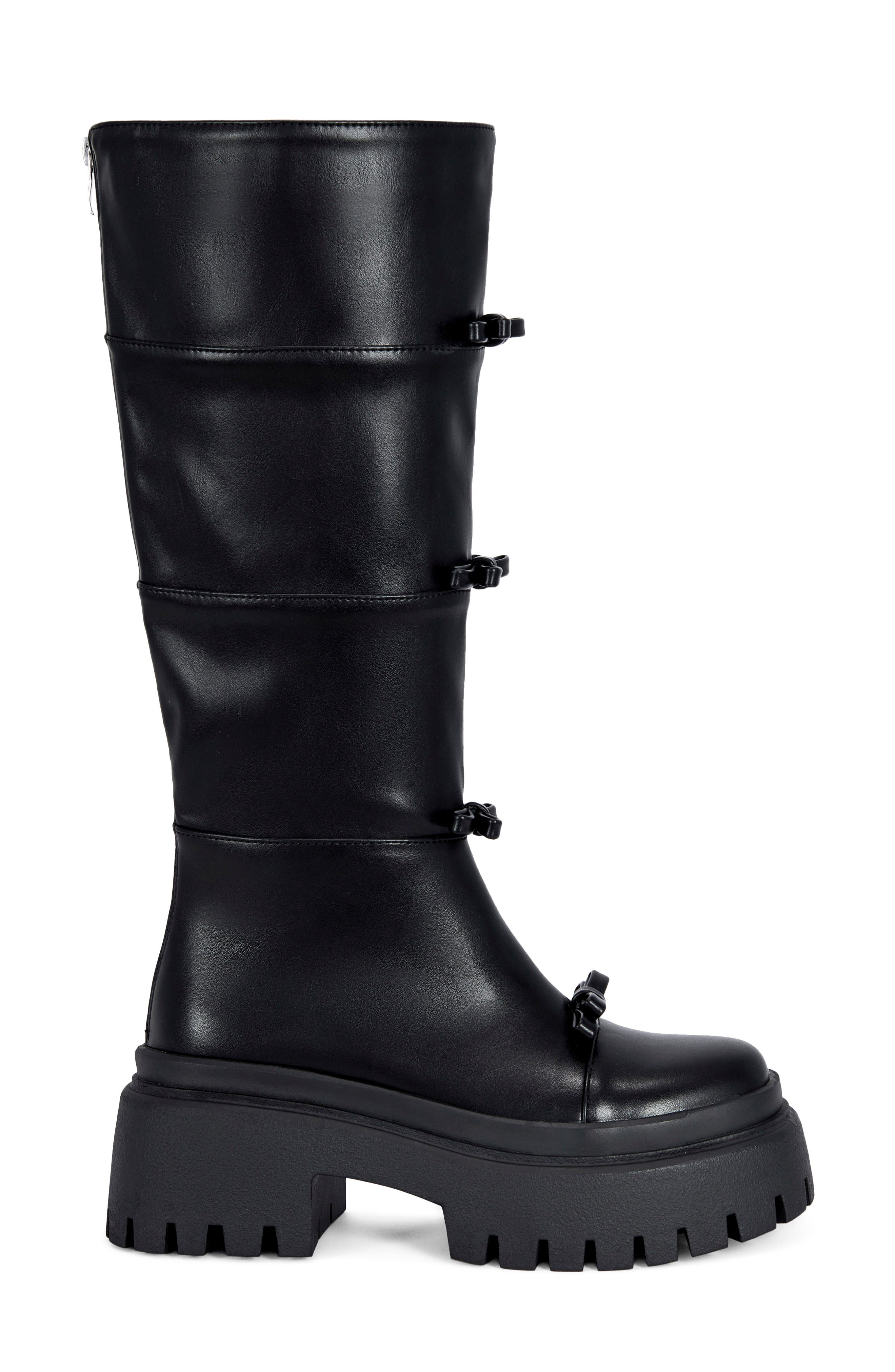 Marguerite Faux Leather Knee High Boot, Alternate, color, BLACK