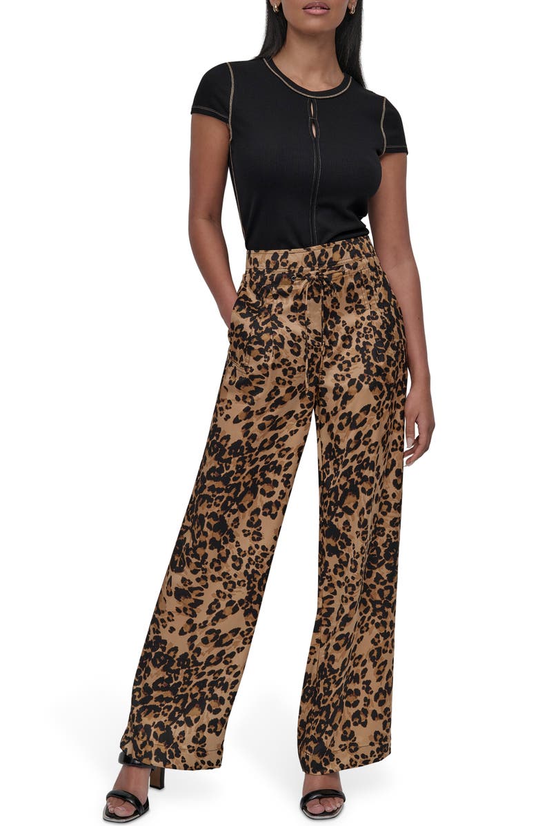 DKNY Print Drawstring Wide Leg Pants, Alternate, color,