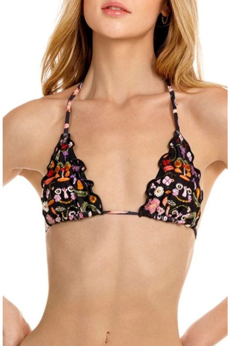 Lolita Mbar Triangle Bikini Top, Main, color, BLACK