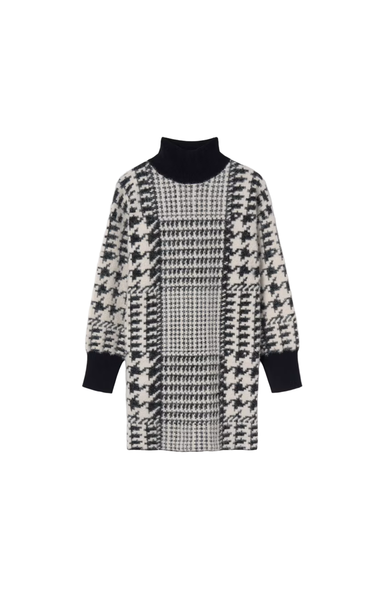 Mayoral Houndstooth Knit Dress, Main, color, Black