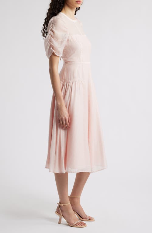 Chelsea28 Puff Sleeve Fit & Flare Midi Dress In Pink Sepia