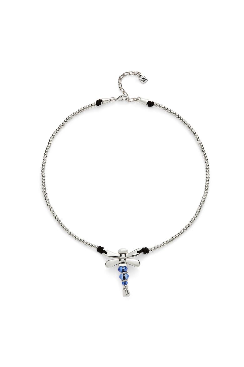 Short Pendant Necklace With Dragonfly, Main, color, Silver