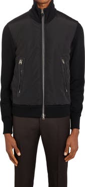 TOM FORD Mixed Media Funnel Neck Zip Sweater