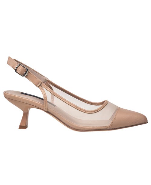 French Connection Mesh Flare Heel In Nude