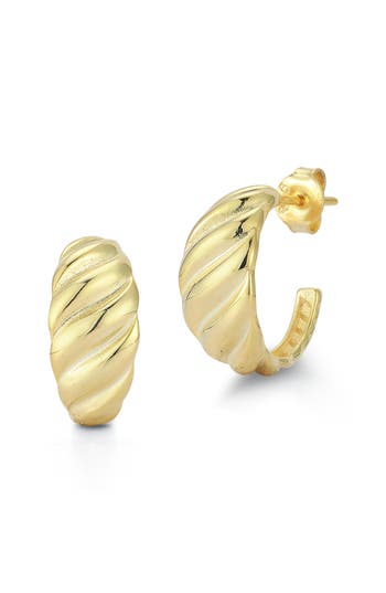 Chloe & Madison Chloe And Madison 14k Over Silver Graduated Twist Huggie Hoops In Gold