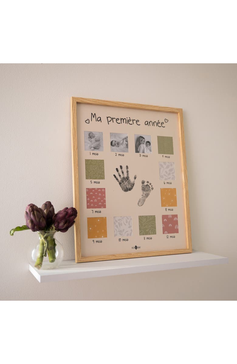 Petit Artichaut My First Year Memory Frame - Clean Touch Inkless Hand & Footprint Keepsake Kit, Alternate, color, Beige