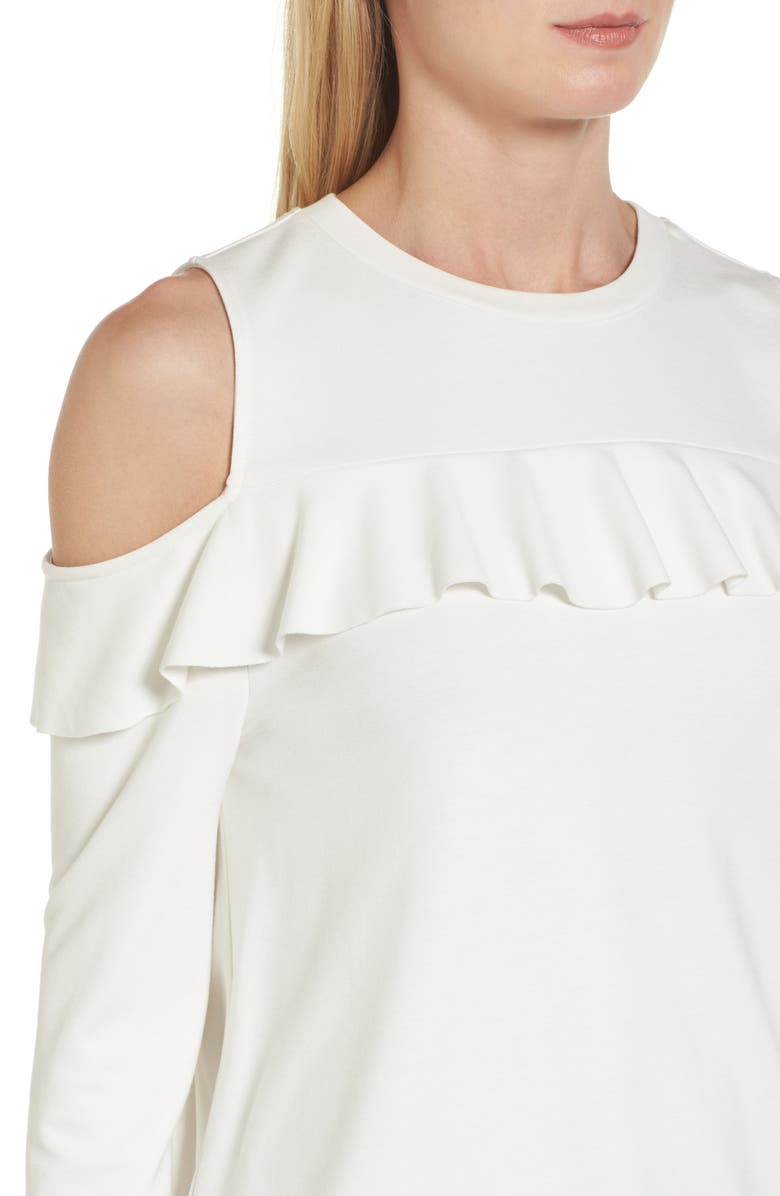Halogen<sup>®</sup> Ruffle Front Cold Shoulder Sweatshirt, Alternate, color, 