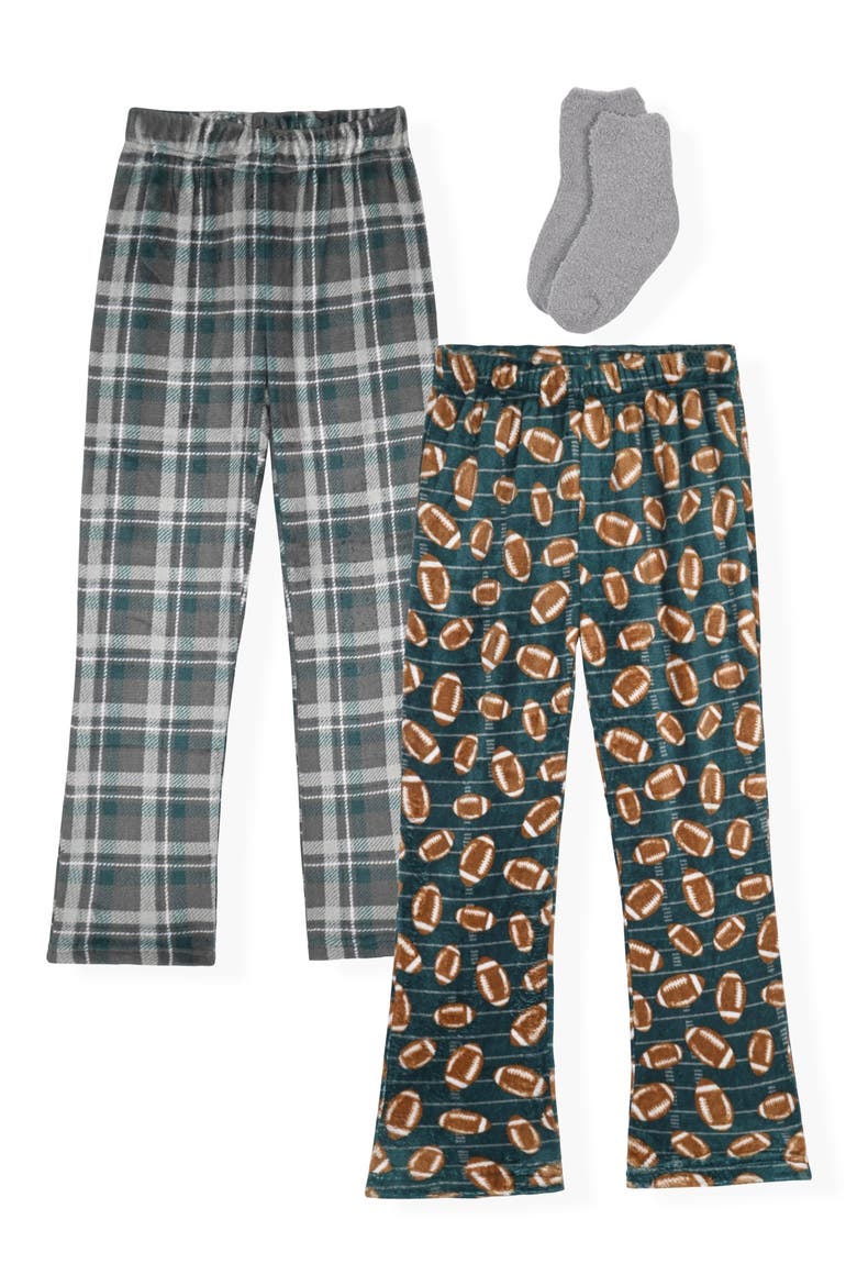 Kids' 2-Pack Pajama Pants with Socks, Main, color, GREEN