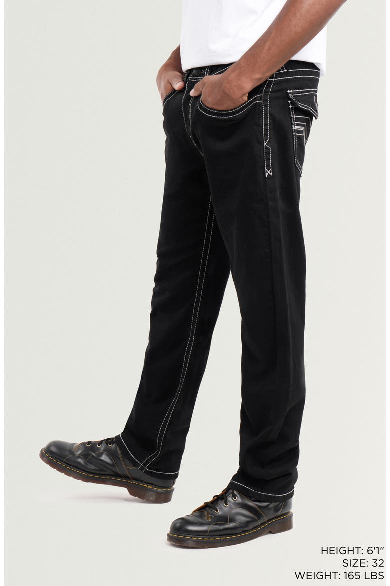 Saddle Stitch Straight Leg Jeans, Alternate, color, BLACK