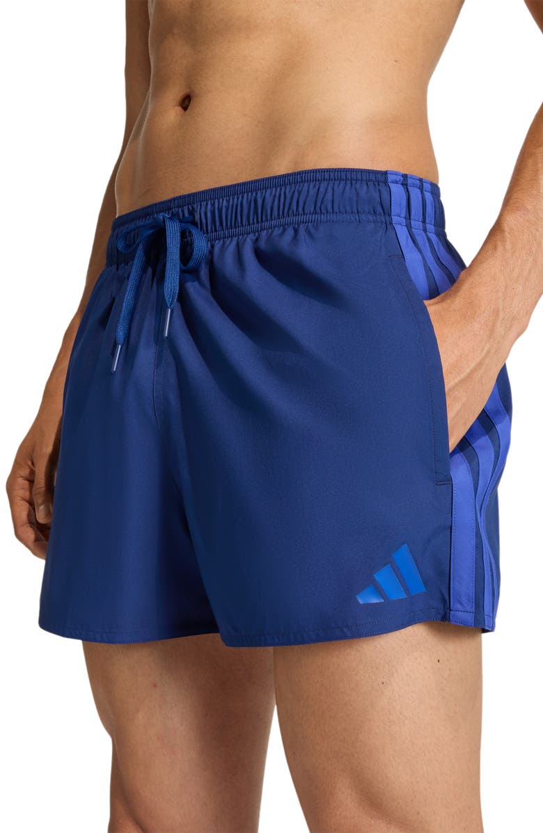 adidas 3-Stripes Swim Trunks, Alternate, color, Dark Blue/ Semi Lucid Blue
