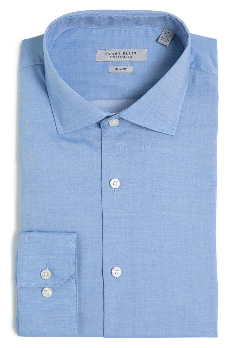 Luxe Slim Fit Solid Dress Shirt, Main, color, MED BLUE