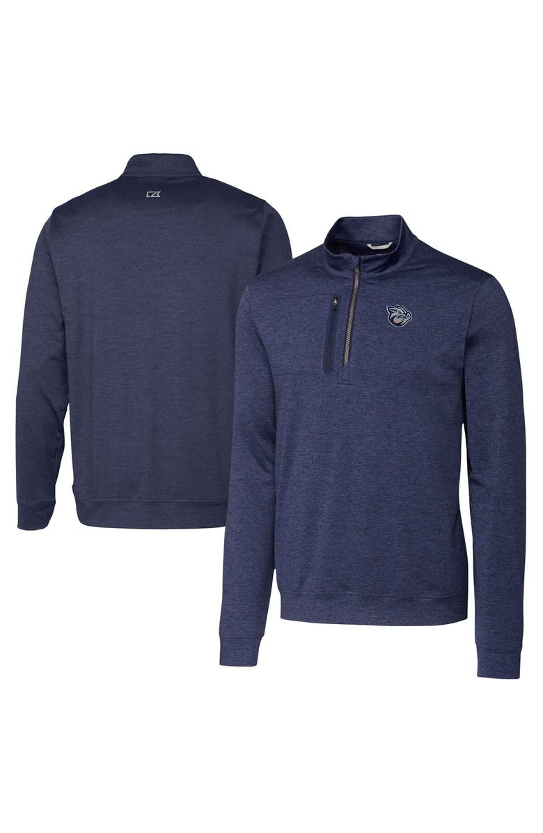 Cutter & Buck Men's Cutter & Buck  Navy Lehigh Valley IronPigs Big & Tall Stealth Heathered Quarter-Zip Pullover Top, Main, color, 