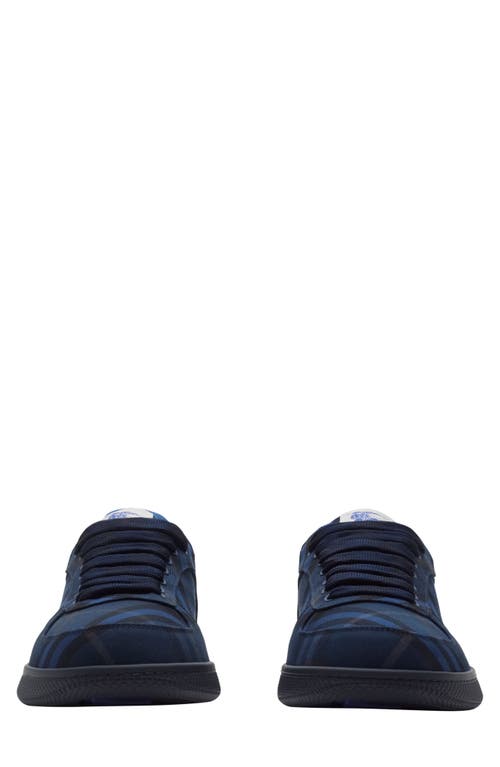 Burberry Plaid-pattern Sneakers With Textured Rubber Sole In Midnight