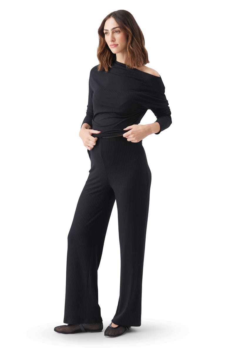 Ripe Maternity Off-Shoulder Rib Top, Alternate, color, Black