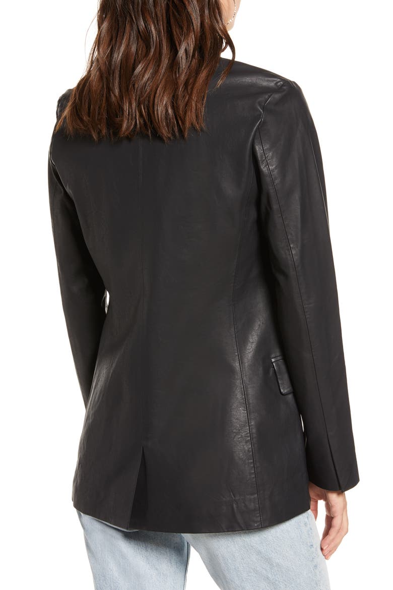 Faux Leather Blazer, Alternate, color, CARBON