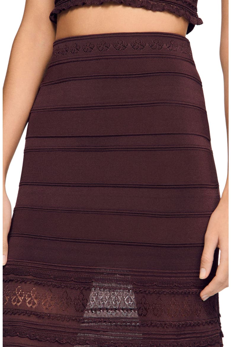 Pointelle knit maxi skirt, Alternate, color, Brown