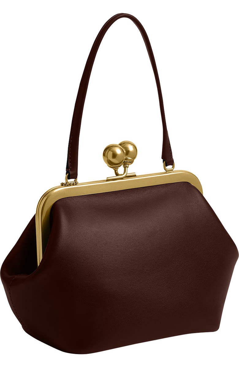 COACH Kisslock Frame Leather Bag, Alternate, color, B4/Maple