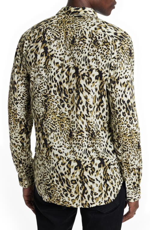 John Varvatos Rodney Leopard Print Button-up Shirt In Brown
