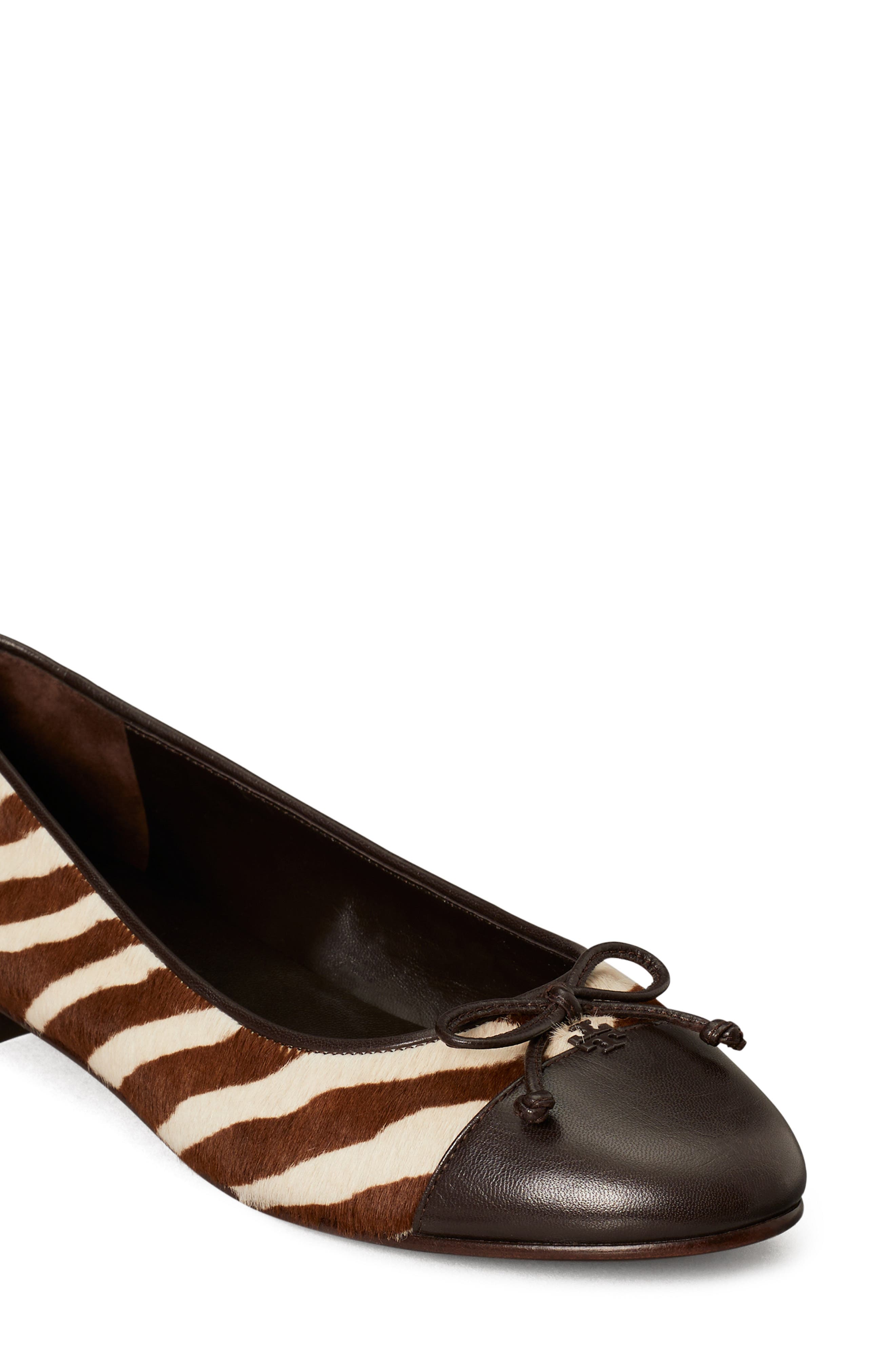 Tory Burch Leopard Print Genuine Calf Hair Ballet Flat, Alternate, color, 