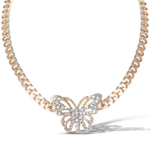Jessica Simpson Butterfly Pendant Chain Necklace In Gold