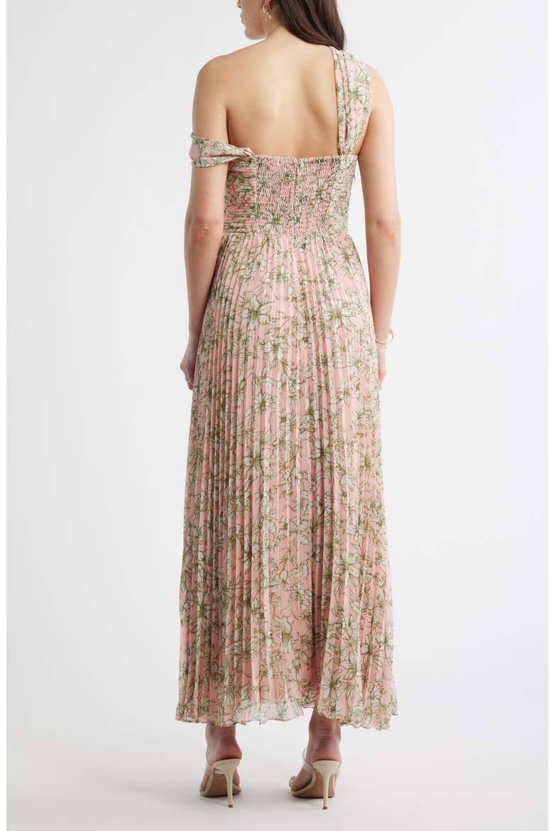 Pleated One-Shoulder Maxi Dress, Alternate, color, PINK GREEN EMMA FLORAL