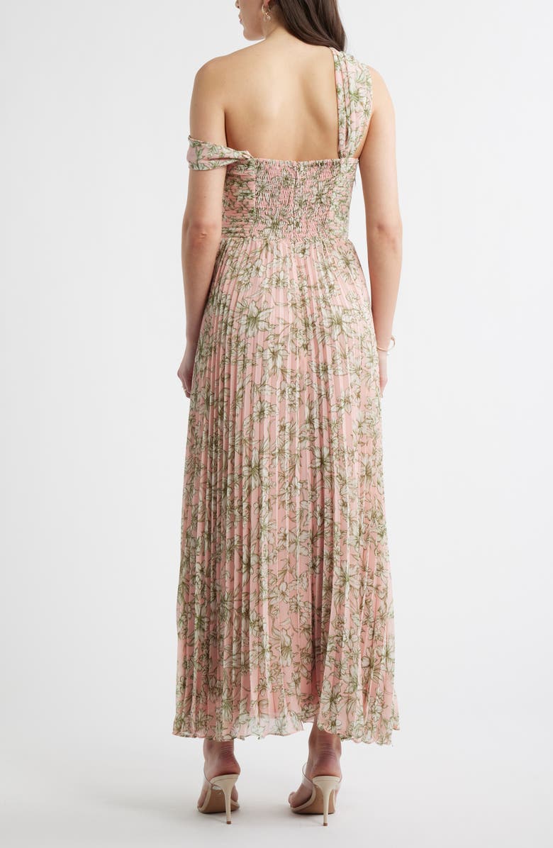 Chelsea28 Pleated One-Shoulder Maxi Dress, Alternate, color, Pink Green Emma Floral