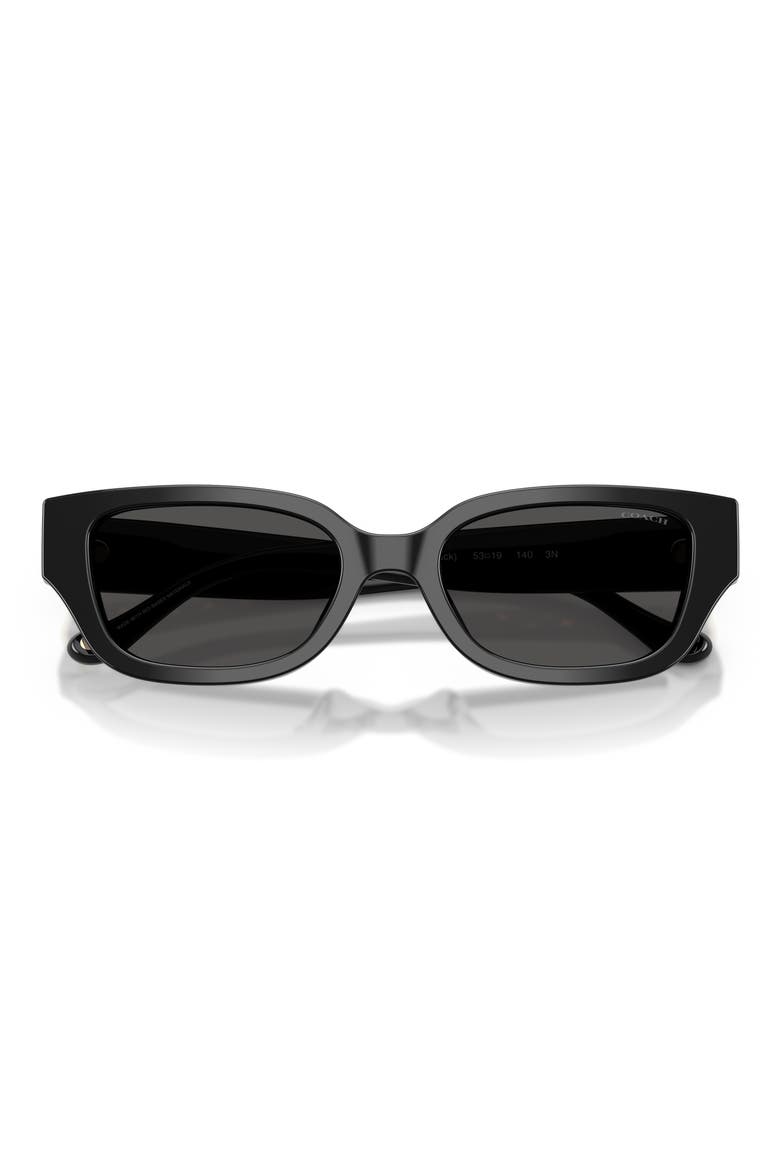 53mm Rectangular Sunglasses, Alternate, color, BLACK / GREY SOLID