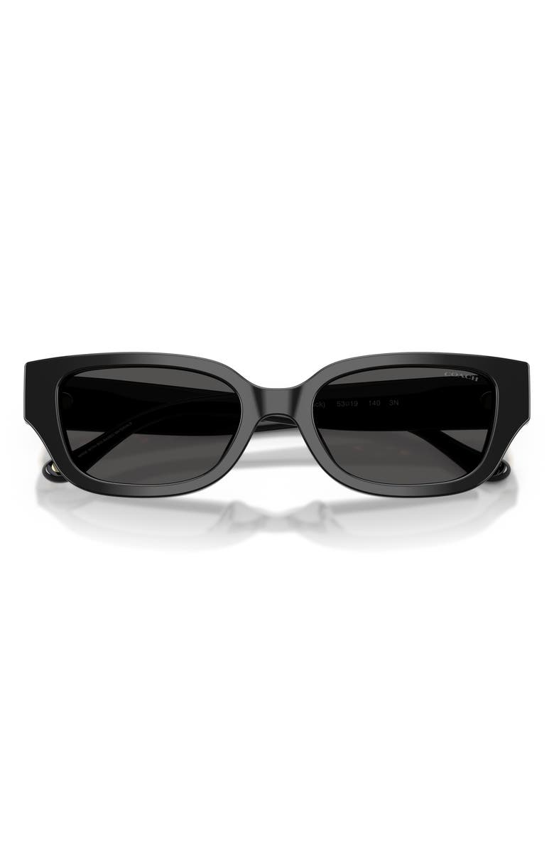 COACH 53mm Rectangular Sunglasses, Alternate, color, Black / Grey Solid
