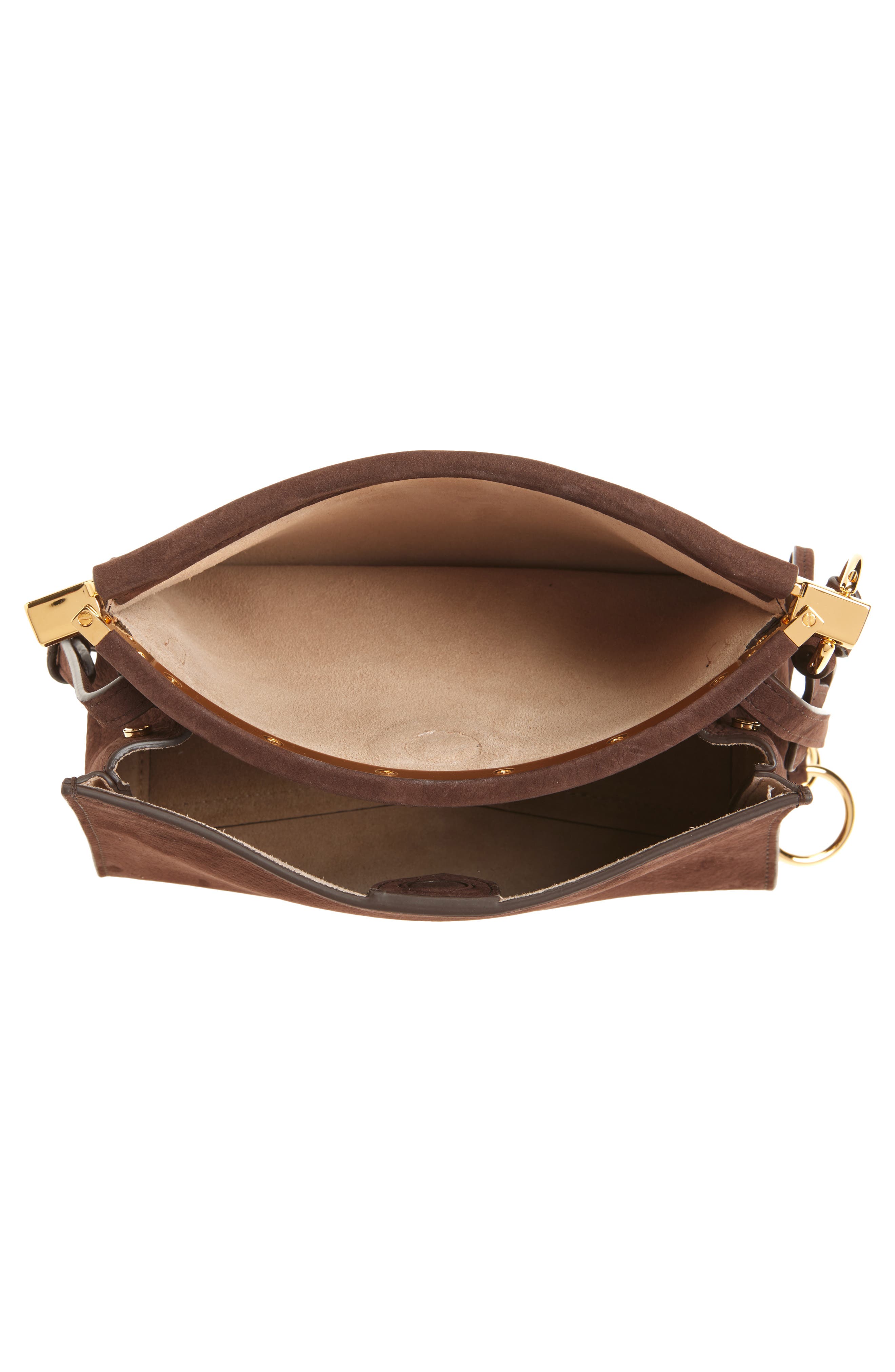 Alaïa Small Le Click Suede Shoulder Bag, Alternate, color, Brun Fonce